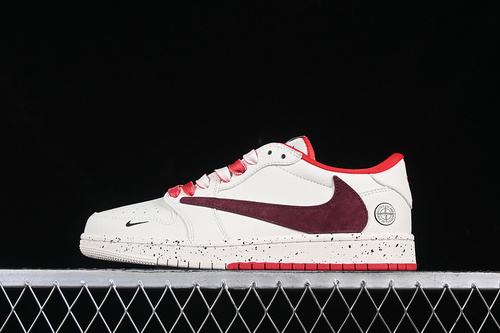 【360】[CF3688-077]-[TRAVIS SCOTT X FRAGMENT DESIGN X AIR JORDAN 1 LOW OG SP WHITE/RED]-[UNISEX:36-45]