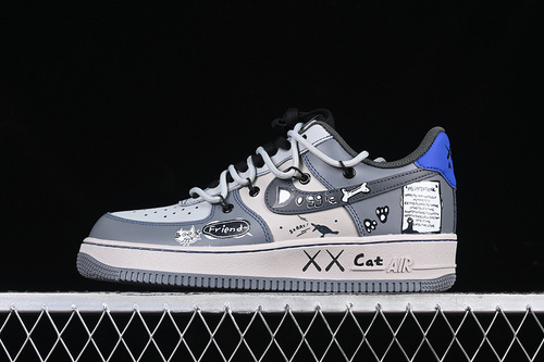 【340】[KS6896-333]-[AIR FORCE 1 07 LOW BRITISH BLUE CAT GREY/BLUE/BLACK]-[WOMAN:36-39]-[MAN:40-45]