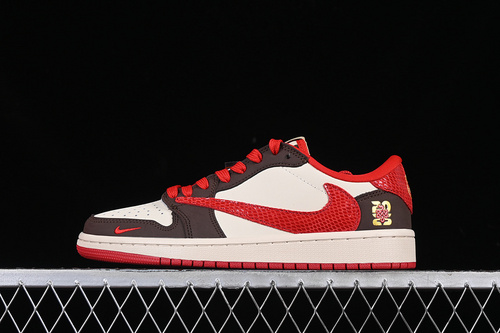 【360】[CH6336-020]-[TRAVIS SCOTT X FRAGMENT DESIGN X AIR JORDAN 1 LOW OG SP RED/BROWN/BEIGE]-[36-45]
