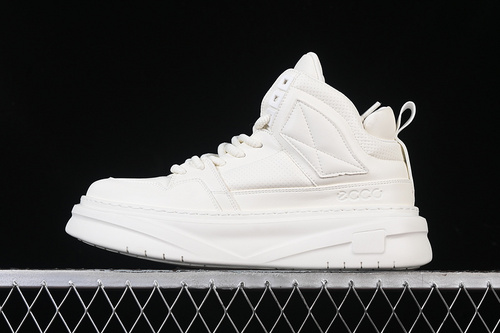 【380】[81771301002]-[ECCO NEW NON-SLIP SIMPLE HIGH-TOP WEARABLE CASUAL WHITE]-[MAN:38-44]