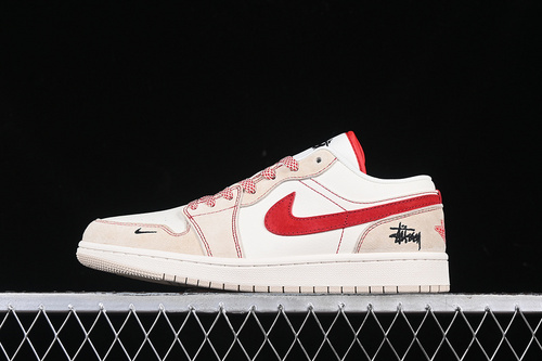 【360】[SJ9950-040]-[AIR JORDAN 1 LOW WHITE/KHAKI/RED]-[WOMAN:36-39]-[MAN:40-45]