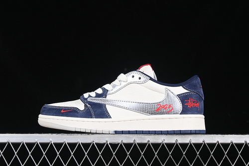 【380】[DM9288-008]-[TRAVIS SCOTT X FRAGMENT DESIGN X AIR JORDAN 1 LOW OG SP WHITE/BLUE/RED/SILVER]
