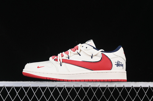 【380】[SJ0086-138]-[TRAVIS SCOTT X FRAGMENT DESIGN X AIR JORDAN 1 LOW OG SP WHITE/RED]-[UNISEX:36-45]