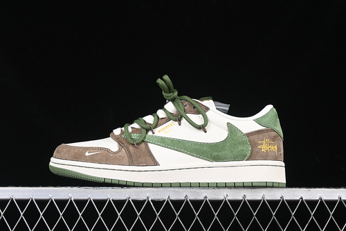 【380】[XS3186-202]-[TRAVIS SCOTT X FRAGMENT DESIGN X AIR JORDAN 1 LOW OG SP WHITE/GREEN/BROWN][36-45]