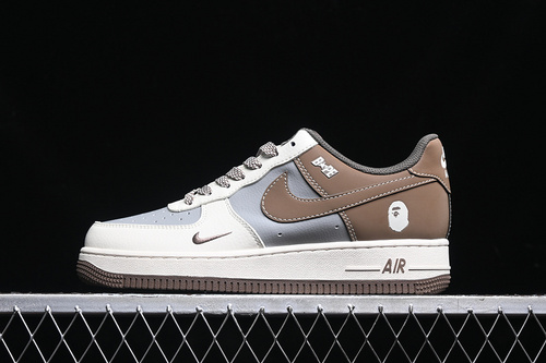 【340】[BB6566-210]-[AIR FORCE 1 07 LOW  BAPE WHITE/GREY/BROWN]-[WOMAN:36-39]-[MAN:40-45]